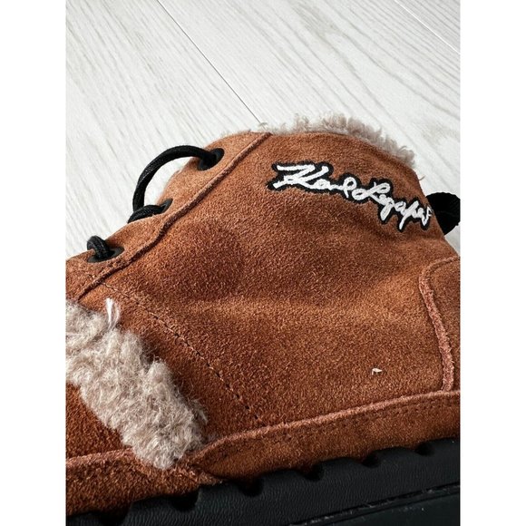 Karl Lagerfeld Paris Faux Shearling-Lined Suede Chukka Boots Cognac ( 12 ) - Picture 4 of 8